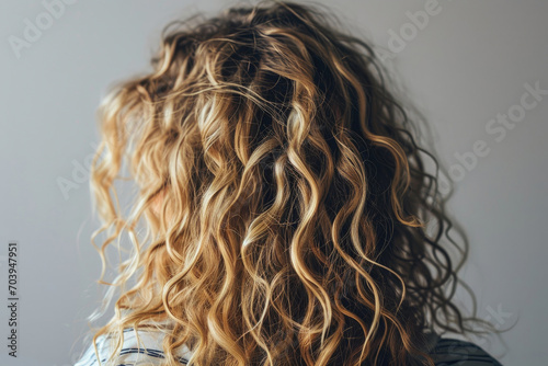 Gorgeous Back View of Real Curly Blonde Hair
