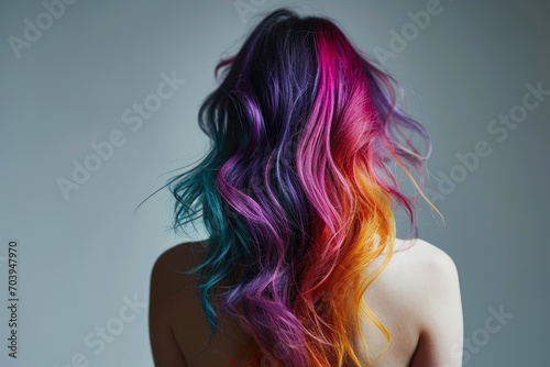 Radiant Realism: Multi-Colored Hair Cascading in Beauty