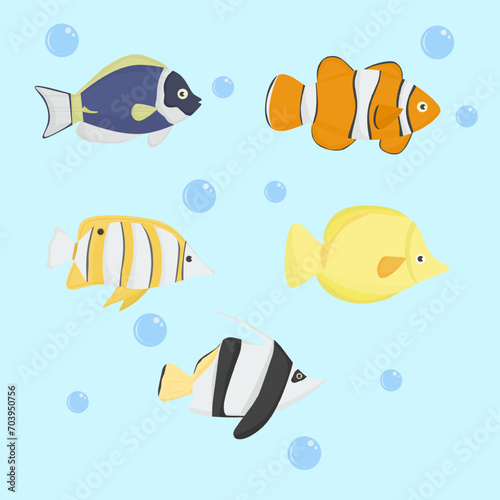 fish and fishes, rropicals fish collection, set of fish elements, animal sea pattern 