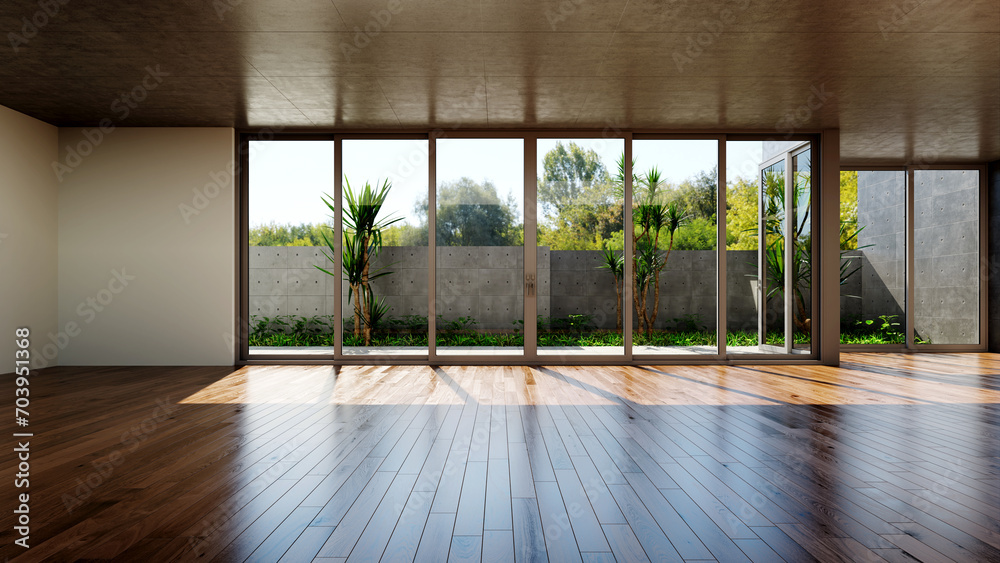 Fototapeta premium 3d, architecture, background, bright, chair, clean, comfortable, construction, contemporary, dining room, cushion, decoration, design, digitally generated image, empty, floor, furniture, home, house,