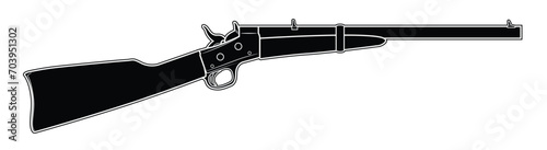 Vector illustration of the Rolling Block rifle on the white background. Black. Right side.