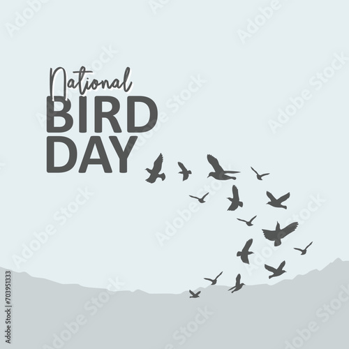 Free Flying Bird Background | National Bird Day Vector Illustration