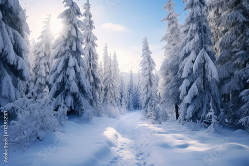 Snowy Path: Tranquil Forest Scene