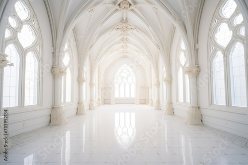 Empty Ballroom in Gothic Chapel: Wedding Elegance