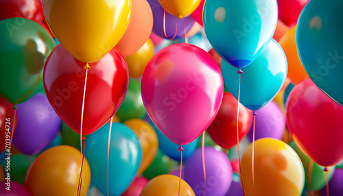 many colorful vivid balloons like holiday birthday background photo