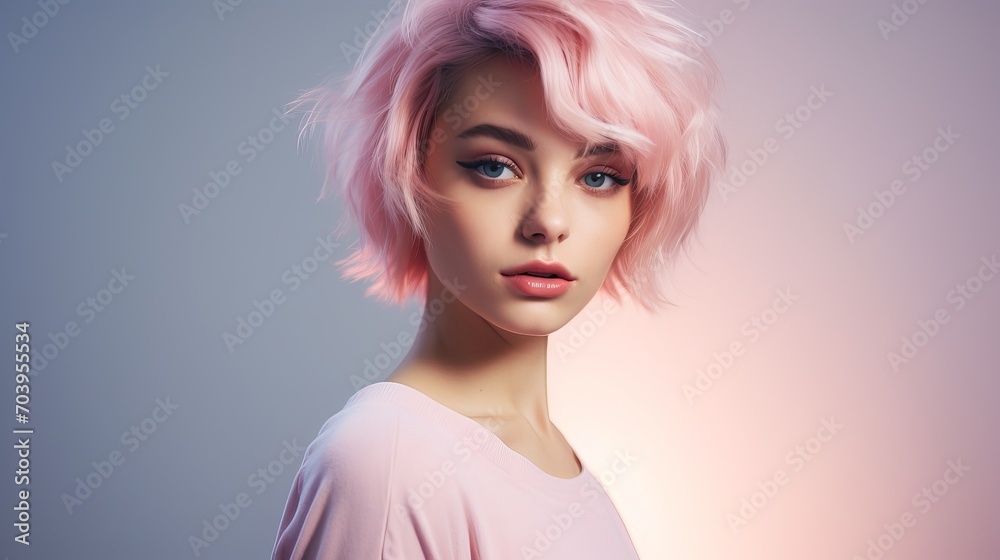 Minimal Studio Shot of a Blushing Young Girl with Gradient Background