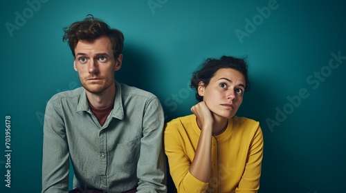 Uninterested Couple Posing in a Minimalist Studio with Gradient Backdrop