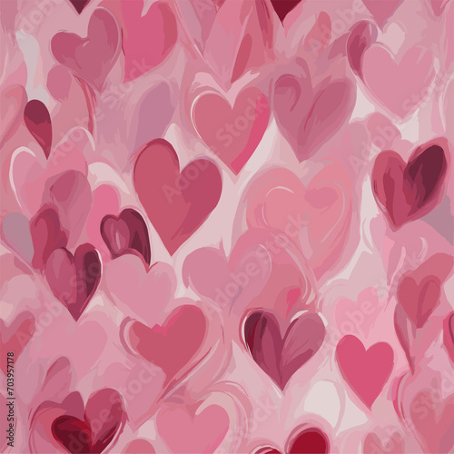 pink background with hearts   pink heart oil painting Seamless pattern.