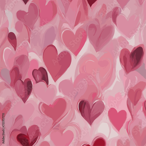 pink background with hearts, pink heart oil painting pattern.