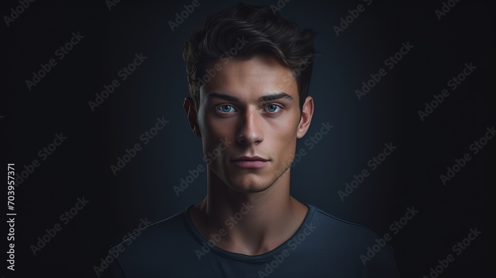 Trendy Male Model Expressing Contempt on Minimal Studio Background