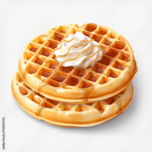 fresh round tasty waffles isolated on transparent background created with Generative Ai