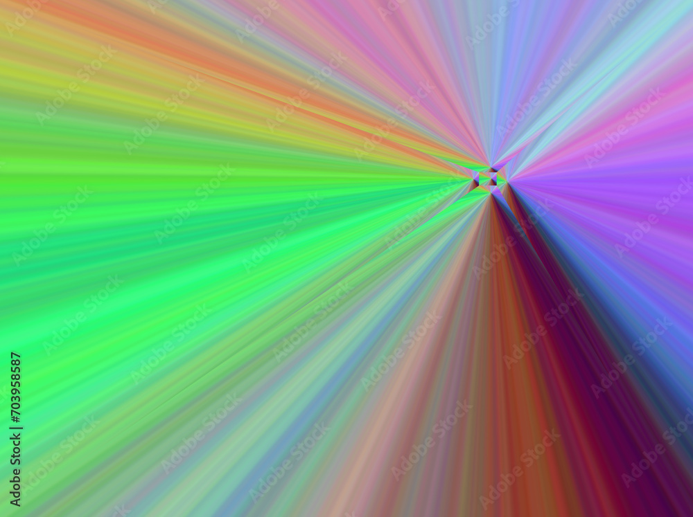 Perspektywa z odległą prostokątną powierzchnią otoczoną pastelowymi promieniami.  Abstrakcyjne tło, tunel - obrazy, fototapety, plakaty 