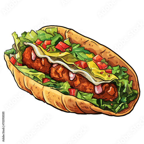 a taco that has a vegetables and meat on transparent background created with Generative Ai