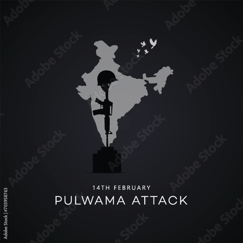 Black day, of India 14 February, pulwama attack, Poster, on Indian army. vector illustration, graphic art, post, design, CRPF Jawans. India, new,