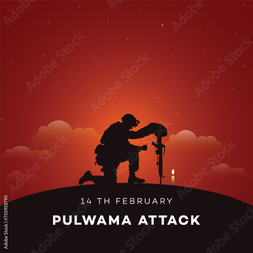 Black day, of India 14 February, pulwama attack, Poster, on Indian army. vector illustration, graphic art, post, design, CRPF Jawans. India, new,