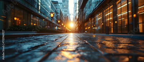 Urban street Sunset: A Glow Against Grit