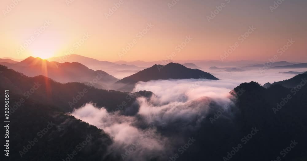 green mountains at sunrise