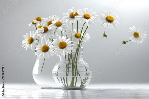 chamomile in vase on white background 3d render 