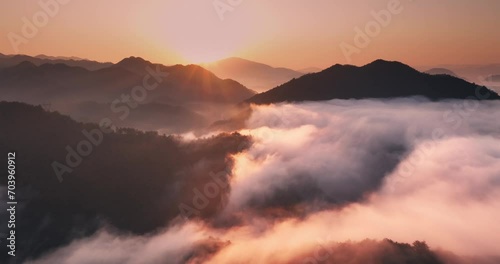 green mountains at sunrise