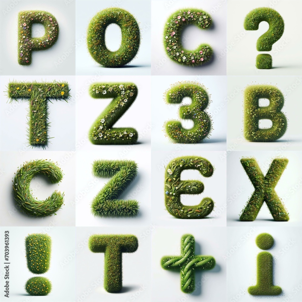 Grass style typography. AI generated illustration Grass style typography. AI generated illustration