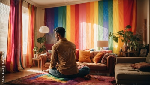 guy with a rainbow flag © Анастасия Макевич