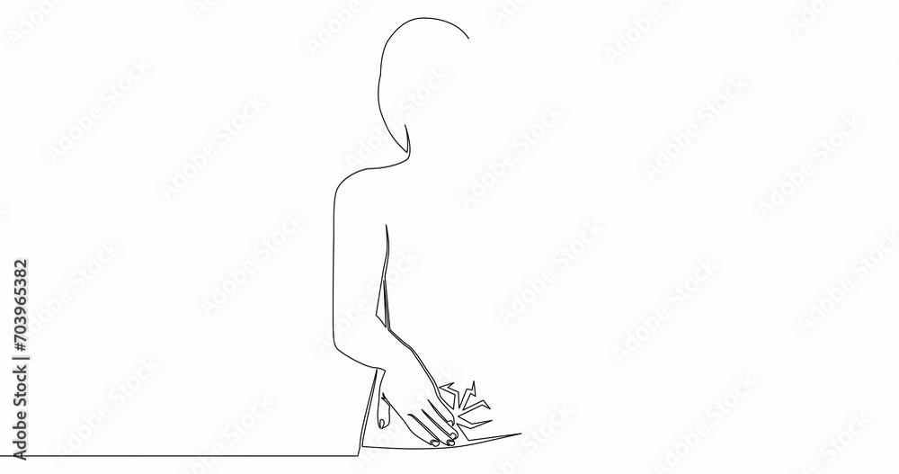 Self drawing line animation Woman experiencing pain in the back continuous one single line drawn concept video Self drawing line animation Woman experiencing pain in the back continuous one single line drawn concept video