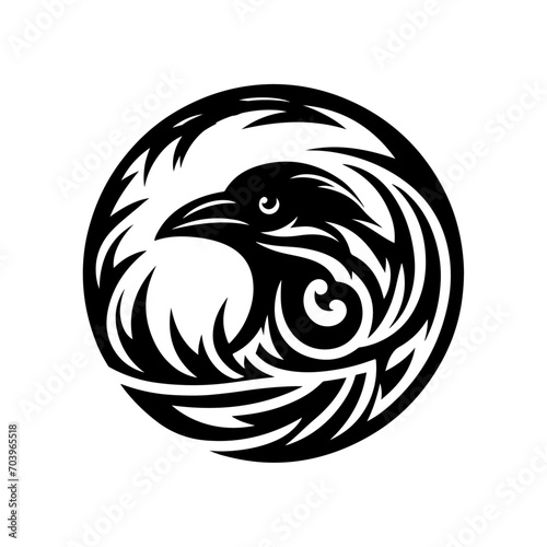 Raven tribal tattoo logo icon design template