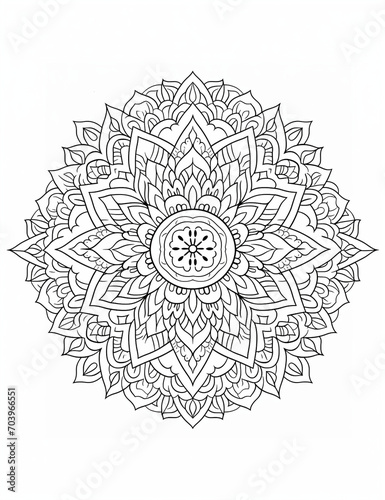 Stencil Mandala circular pattern colouring page, mandala art
