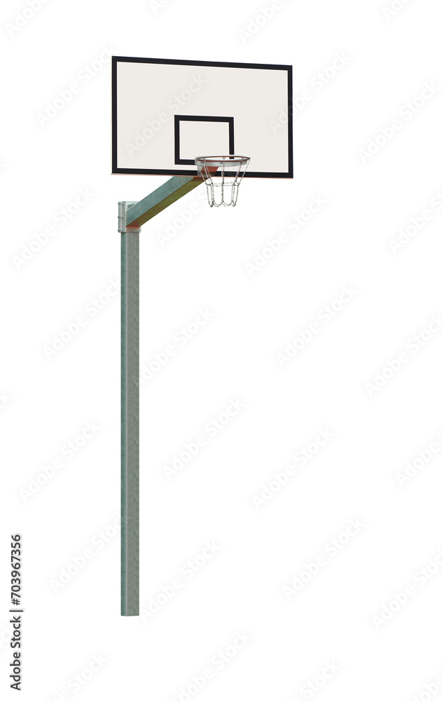 Fototapeta premium Basketball basket on a metal pole on isolated transparent background