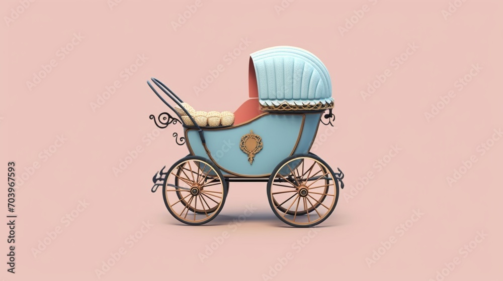 Baby carriages theme elements.Generative AI