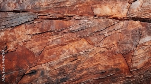 Dark red orange brown rock texture with cracks. Close-up. Rough mountain surface. Stone granite background for design. Nature. © NI