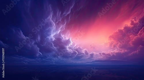 deep purple magenta violet navy blue sky dramatic evening sky with clouds colorful sunset background for design dark shades cloudy weather storm fantasy fantastic © NI