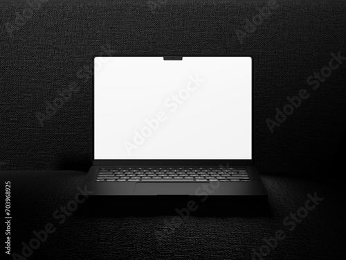 Laptop oppened realistic rendered front view