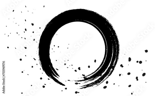 毛筆手書き風　丸　黒しぶき