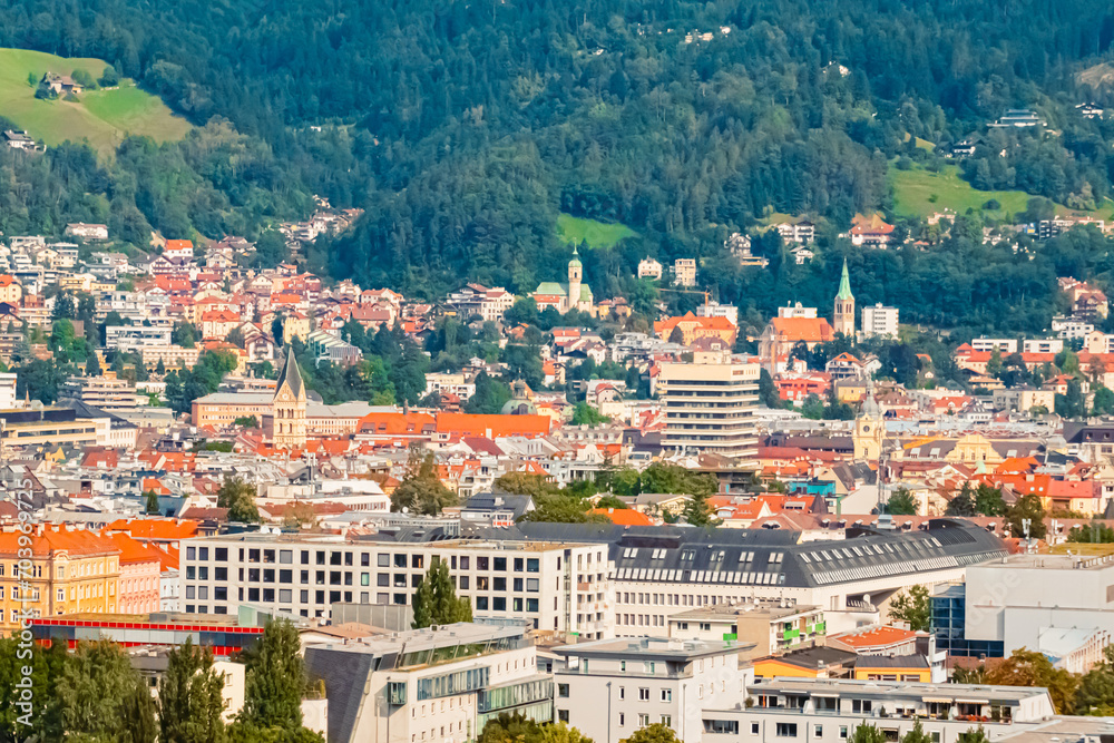 Alpine summer view of the city of Innsbruck, Tyrol, Austria