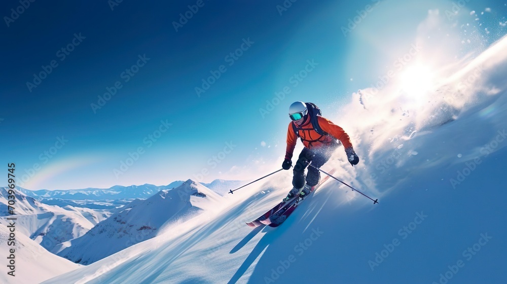 A person skiing on the snow