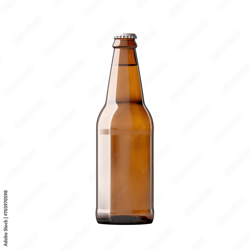 A realistic image of a beer bottle mockup isolated on a transparent background. PNG file. A realistic image of a beer bottle mockup isolated on a transparent background. PNG file.