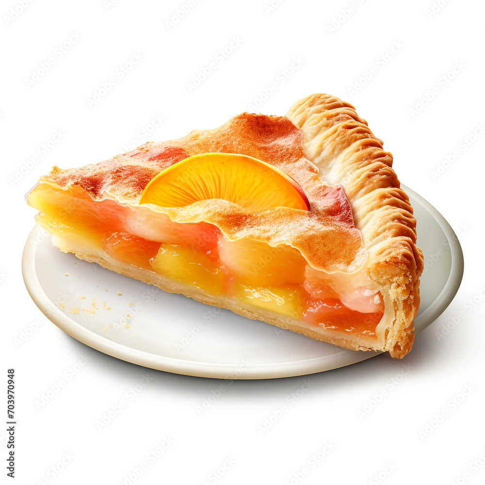 a slice of peach pie with transparent background created with Generative Ai