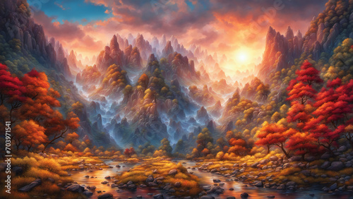 Beautifull landscape  painting  Generative AI illustrations