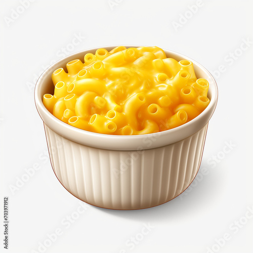 a yellow bowl with baked macaroni isolated on transparent background created with Generative Ai