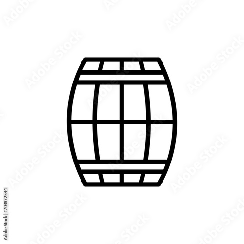 Wooden barrel vector line icon illustration.