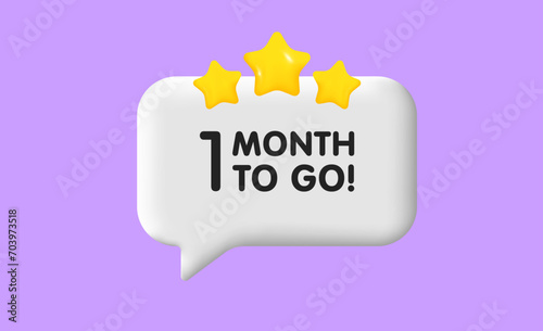 1 month to go bubble. Flat, white, stars icon, 1 month to go sign. Vector icon