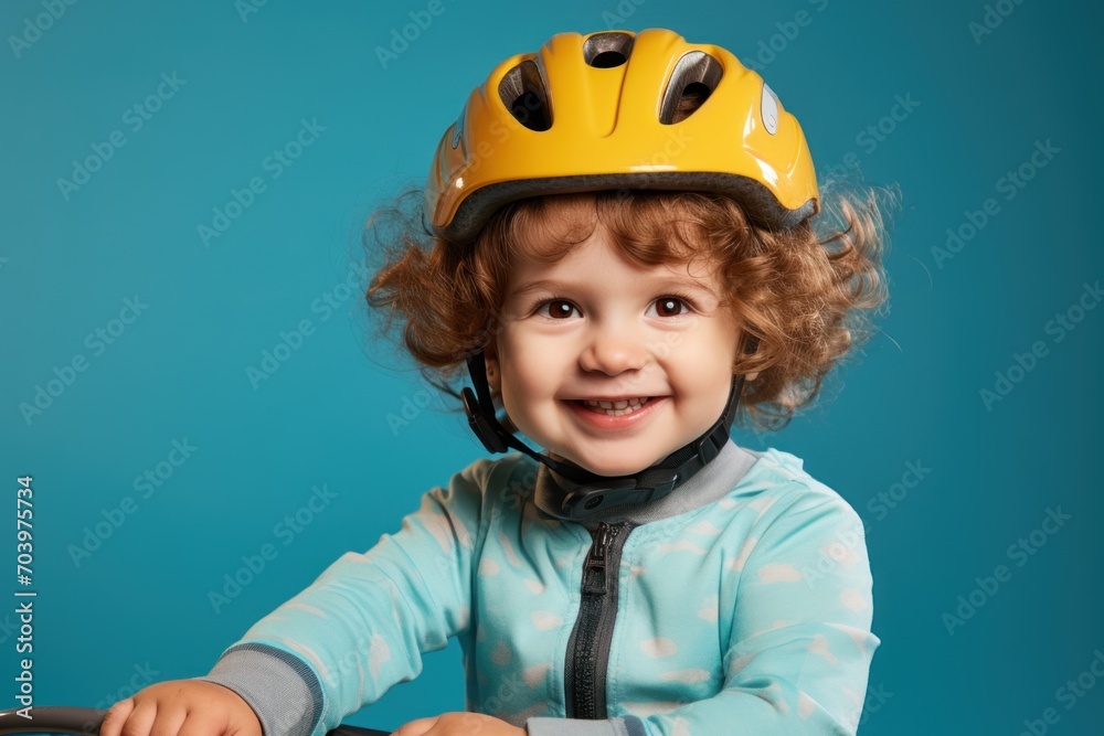 Portrait of a cute little girl wearing helmet and riding a bicycle Portrait of a cute little girl wearing helmet and riding a bicycle