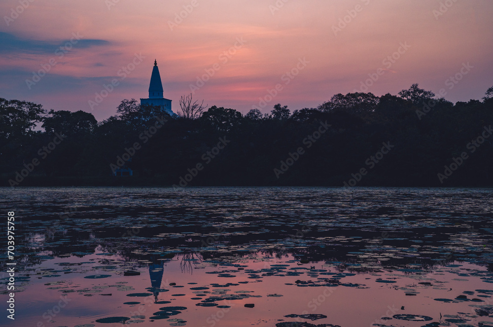 Reflection of Ruwanweli Maha Seya at Sunset