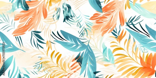 vibrant watercolor tropical leaves seamless pattern