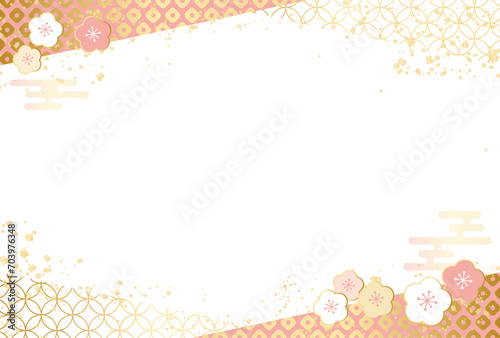 年賀状　シンプルな梅の和柄フレーム