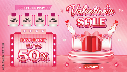 Valentine February Big sale banner discount promotion background payday social media 7