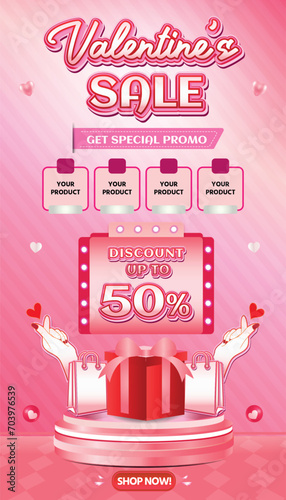 Valentine February Big sale banner discount promotion background payday social media 8