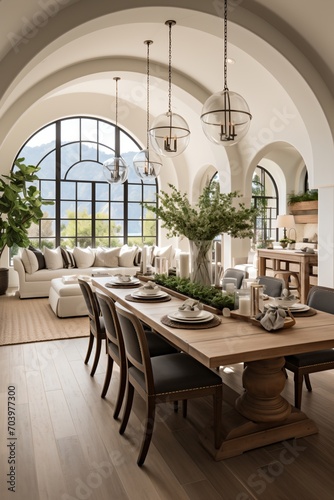 Elegant Mediterranean Dining Room Interior Design