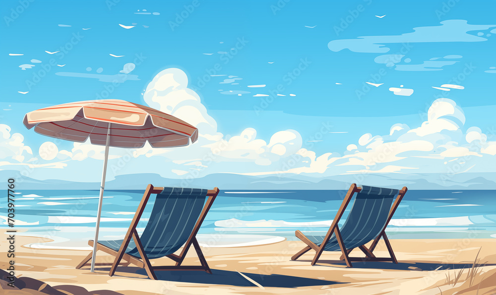 chairs and umbrella on the beach